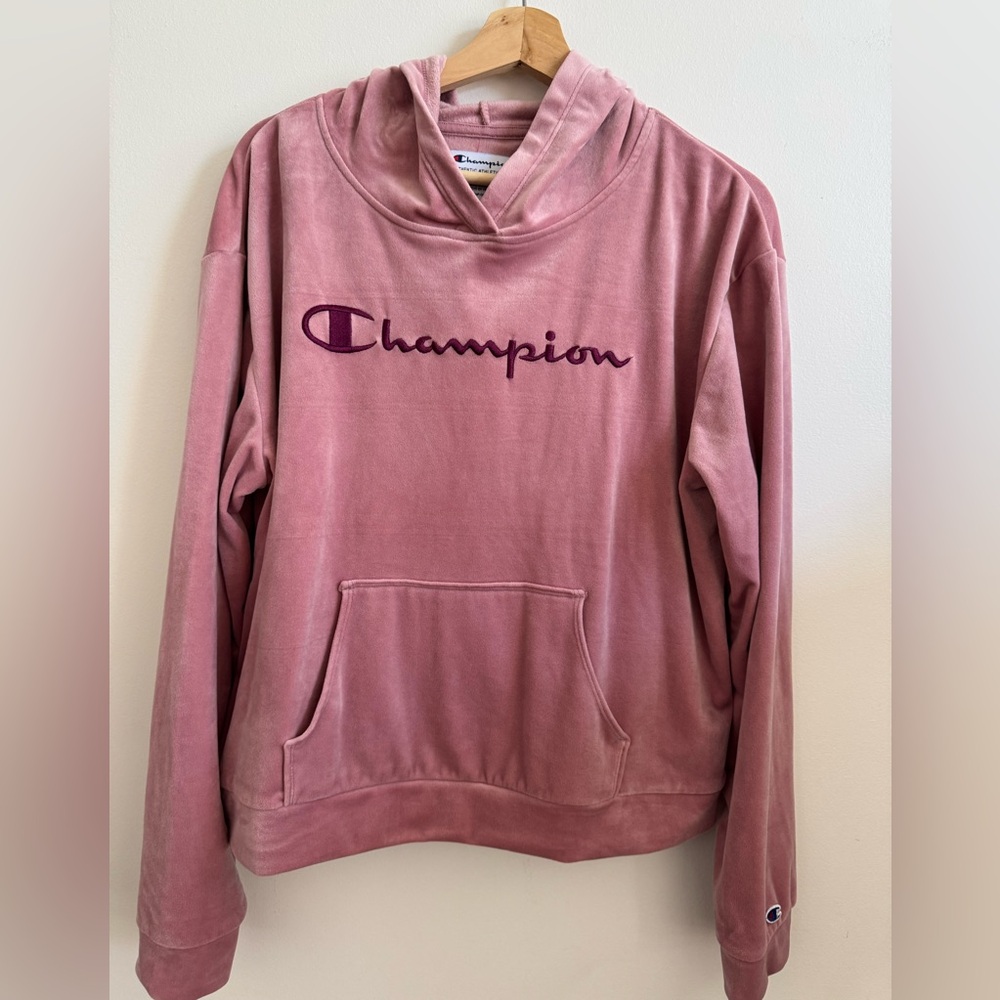 Champion Women's Pink Velour Hoodie